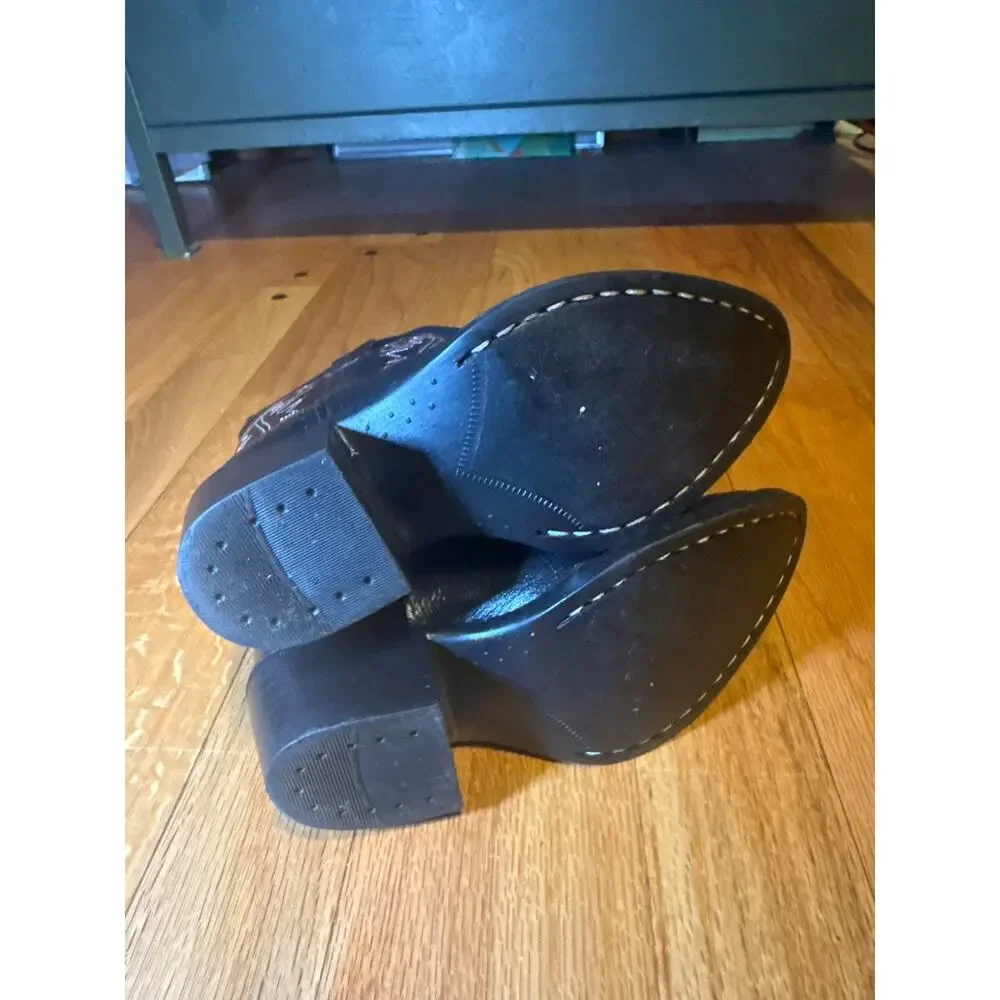 Old West 8110 Kids Sz 12 Black Leather Cowboy Western Boots Embroidered